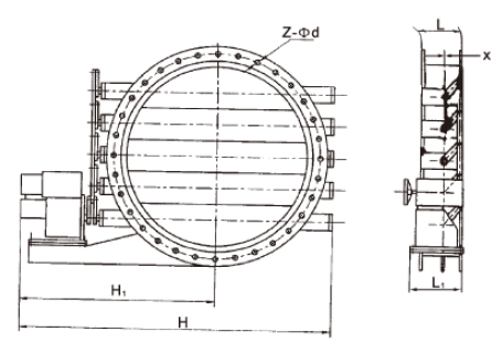圆形电动百叶蝶阀结构图
