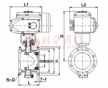 电动V型球阀结构图