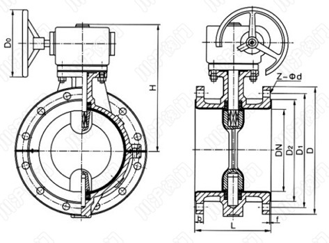 衬氟法兰蝶阀结构图