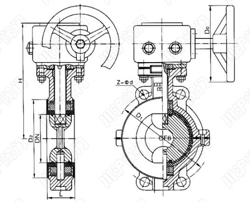 涡轮衬氟蝶阀结构图