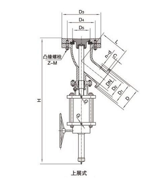 气动上展式放料阀结构图