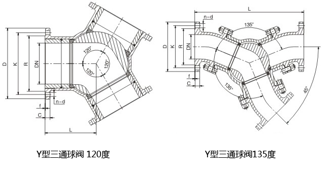 气动Y型三通球阀结构图