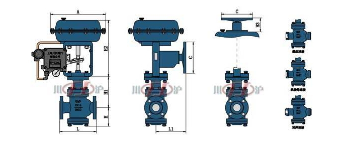 气动双座调节阀结构图