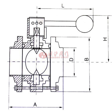 卫生级三片式焊接蝶阀结构图