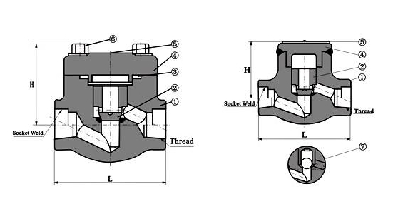 锻钢止回阀结构和安装尺寸